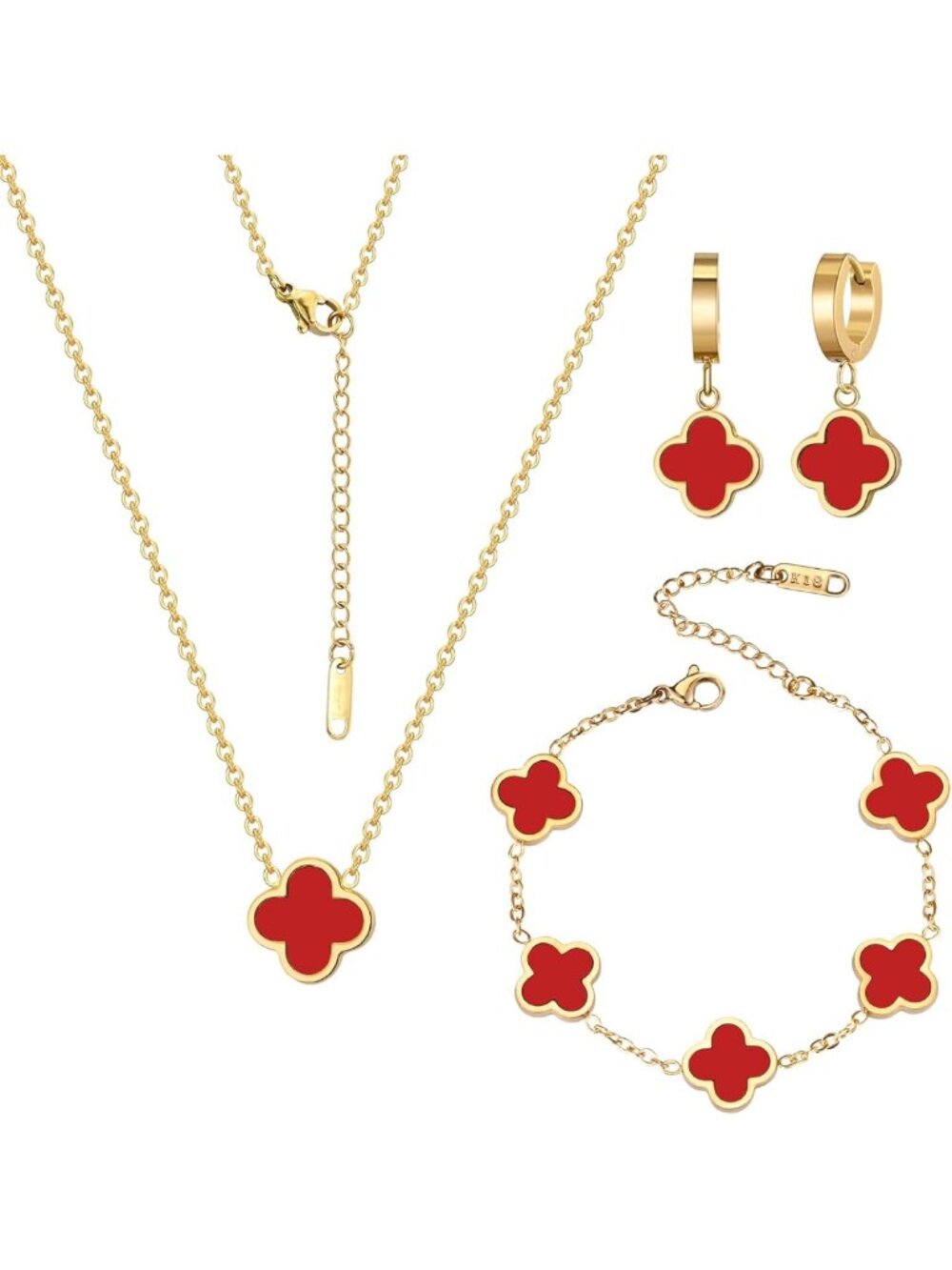 18K Gold Plated Lucky Clover Jewelry Set - Elegant Gift for Women’s Birthdays